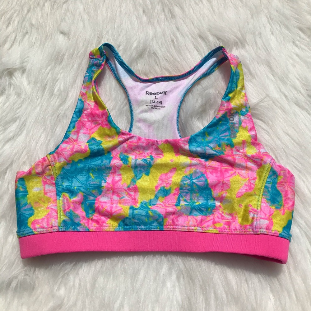 Reebok Printed Sports Bra Multicolor Neon Pink